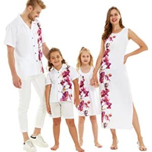 Matchable Family Hawaiian Luau Men Women Girl Boy Clothes in Watercolor Orchid